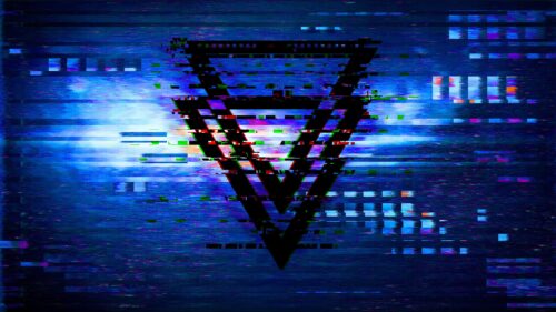 Abstract Glitch Art with Geometric Triangles 4K Desktop Wallpaper