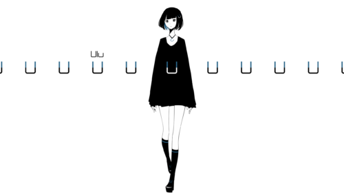 Minimalist Anime Girl in Black and White Aesthetic PC Wallpaper