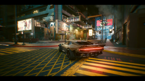 Cyberpunk 2077 Quadra Type 66 Avenger Sports Car in Night City Desktop Wallpaper