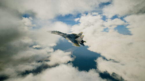 Su 35 Flanker Fighter Jet Soaring Through Clouds PC Wallpaper