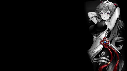 Stunning Anime Girl Black and White Aesthetic PC Wallpaper