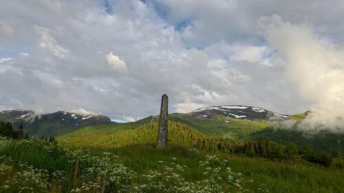 Stunning Norwegian Mountain Landscape with Ancient Stone Monolith Desktop Wallpaper