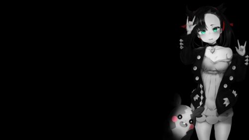 Marnie Pokémon Sword and Shield Anime Girl Dark Aesthetic PC Wallpaper