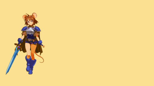 Cute Anime Mouse Warrior Girl with Blue Sword Desktop Wallpaper