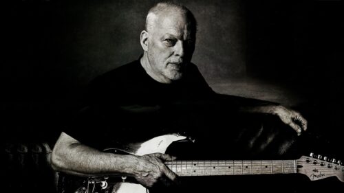 David Gilmour Black and White Portrait with Stratocaster 4K Wallpaper