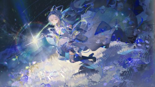 Stunning Anime Girl Reaching for Starlight Digital Art PC Wallpaper