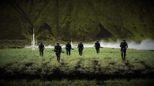 Star Wars Death Troopers Marching Through Lush Green Landscape PC Wallpaper