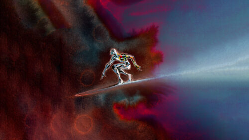 Silver Surfer Cosmic Journey Abstract Art 4K PC Wallpaper