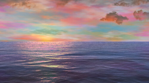 Stunning Pastel Sunset Over Calm Ocean Desktop Wallpaper