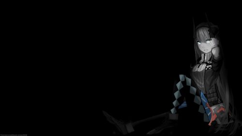 Minimalist Anime Girl with Blue Eyes Dark Aesthetic PC Wallpaper