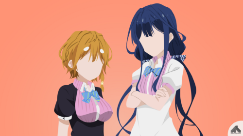 Minimalist Anime Girl Duo Flat Vector Art 4K Wallpaper
