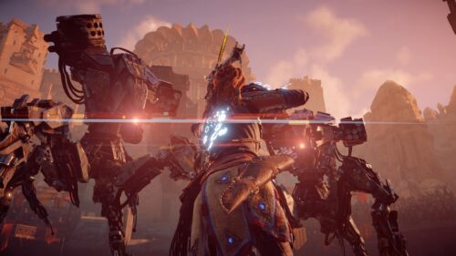 Aloy Facing Machines in Horizon Zero Dawn Action PC Wallpaper