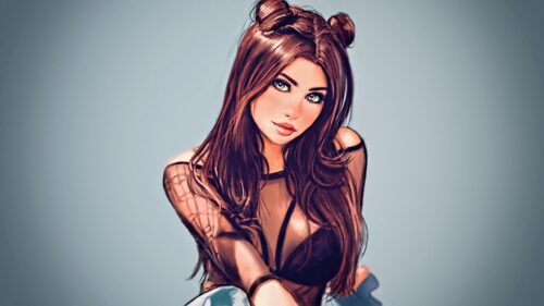 Stunning Anime Girl with Brown Hair and Buns Digital Art Desktop Wallpaper