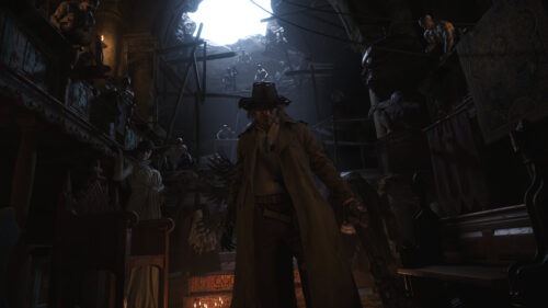 Resident Evil Village Karl Heisenberg and Lady Dimitrescu Dark Atmosphere PC Wallpaper