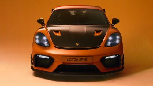 Porsche 718 Cayman GT4 RS Orange Sports Car Desktop Wallpaper