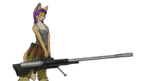 Anime Furry Fox Girl Holding Anti Material Sniper Rifle PC Wallpaper