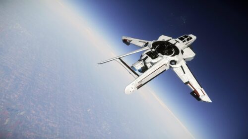 Star Citizen F7C M Super Hornet Spaceship Orbiting Planet Desktop Wallpaper