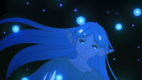 Stunning Blue Elf Anime Girl Surrounded by Glowing Orbs 4K PC Wallpaper