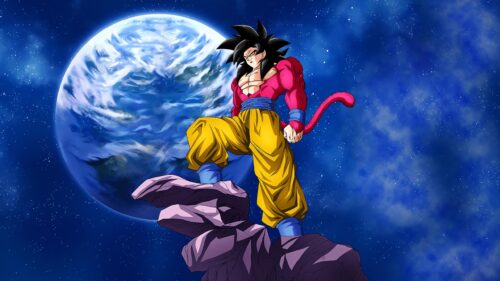 Super Saiyan 4 Goku Standing in Space 4K Desktop Wallpaper