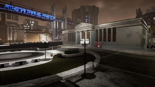 Futuristic Neo Classical Cityscape Athena Travel Agency PC Wallpaper