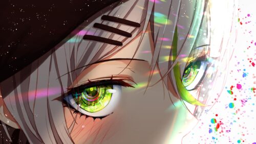 Stunning Anime Girl Close Up with Glowing Green Eyes 4K PC Wallpaper