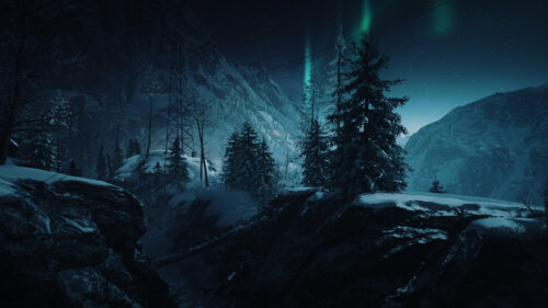 Stunning Snowy Mountain Landscape with Aurora Borealis 4K PC Wallpaper
