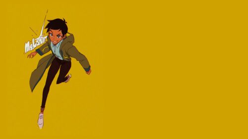 Lois Lane Anime Style Character Running Yellow Background 4K Wallpaper