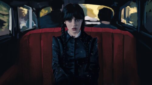 Dark Academia Wednesday Addams Cinematic Aesthetic 4K Desktop Wallpaper