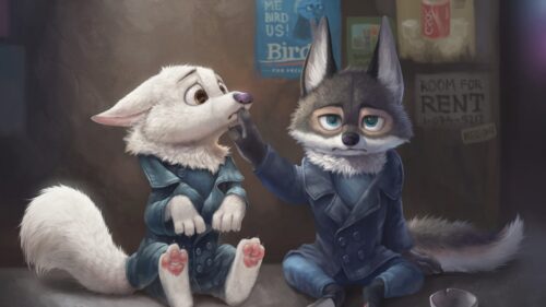 Vibrant Zootopia Cityscape featuring Judy Hopps and Nick Wilde High Resolution 4K Desktop Wallpaper