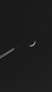 Airplane Moon Minimalism Wallpaper