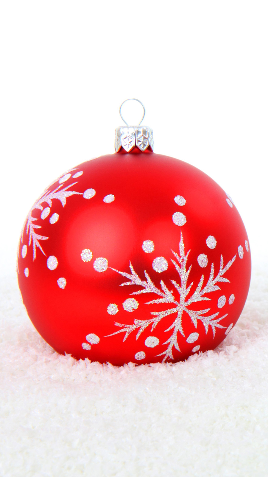 Red Christmas Decoration Ball In Snow Android Wallpaper