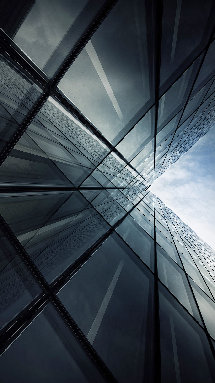 Tall Glass Building Look Up Grey Android Wallpaper