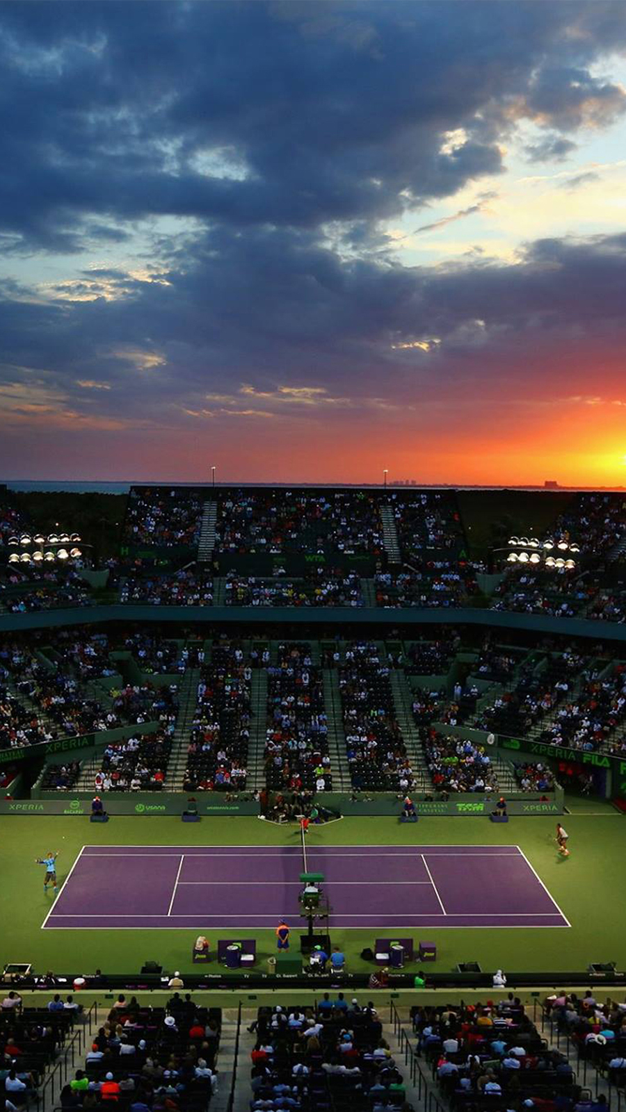 Tennis Court Miami Open Sunset Android Wallpaper