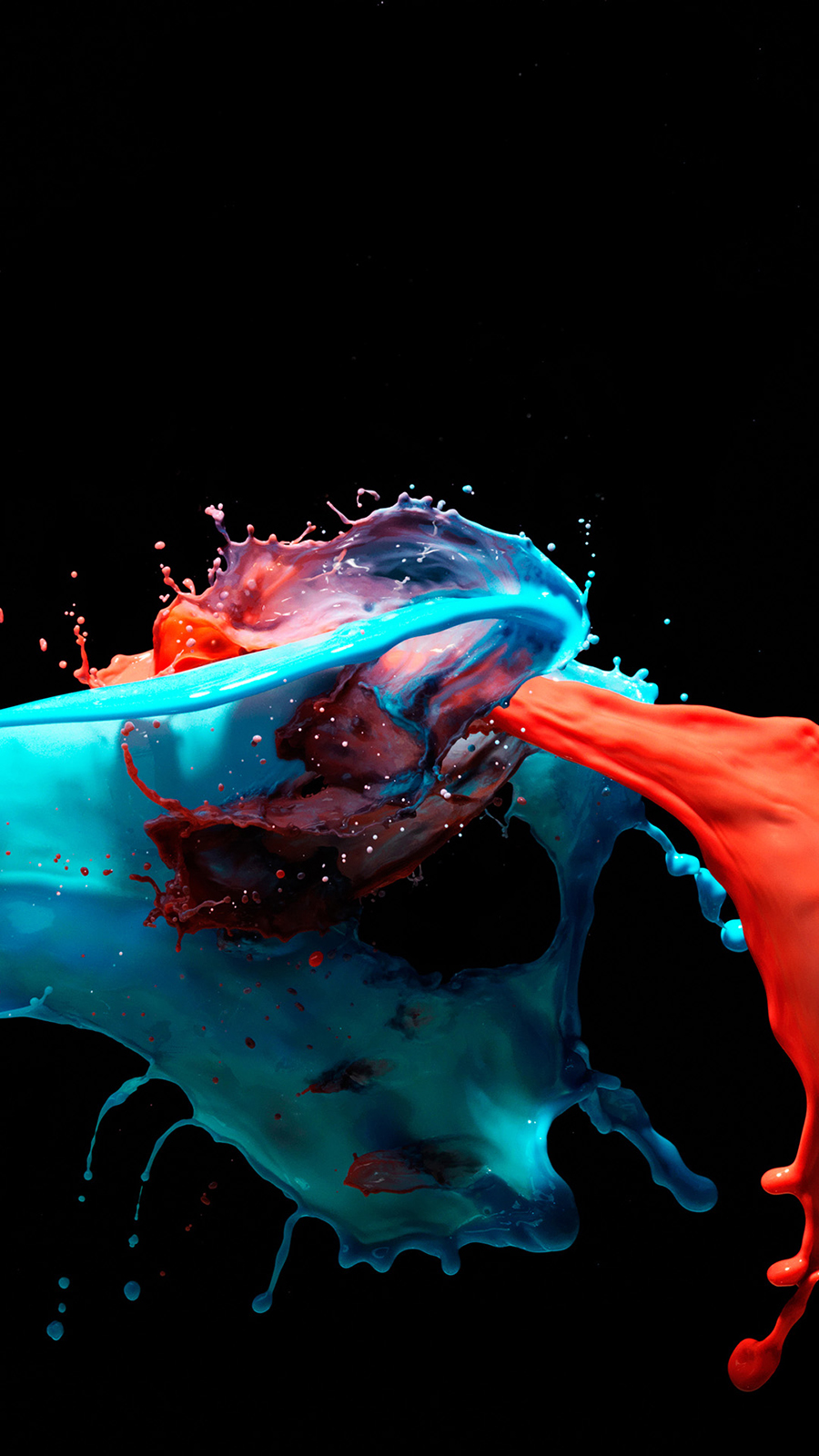 3D Paint Splash Red Blue Mixing Android Wallpaper