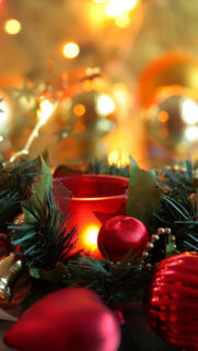 Christmas Red Candle Balls 4K Wallpapers Free Download