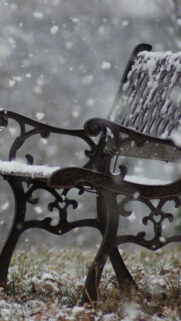 Falling Snow Iron Bench Phone Wallpapers Free Download