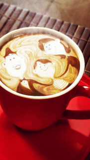 Family In Coffee Foam HTC One Phone Wallpapers Free Download
