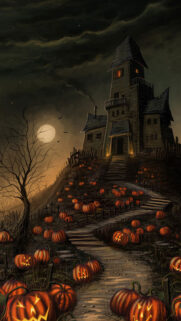 Halloween Haunted House Pumpkin Phone Wallpapers Free Download