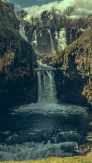 Waterfall Precipice Stones Wallpapers Free Download