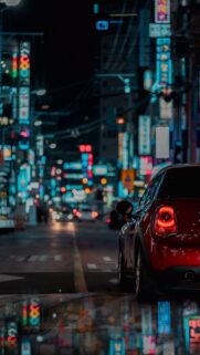 Car Red Night City Wallpapers Download for Phone
