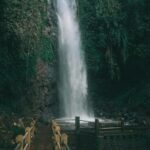 Ethereal Waterfall Cascading Down Rocky Cliff Face