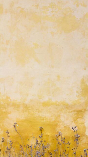 Flowers Beside Yellow Wall - Perfect Mobile Wallpaper