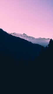 Snowy Mountain Landscape at Sunset