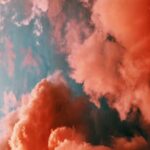 Orange Smoke on Blue Background