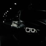 Black BMW M5 at Night