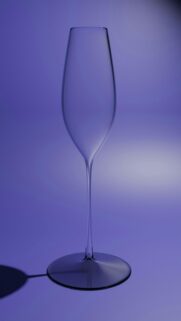 Clear Champagne Flute on Purple Background