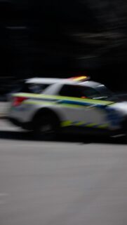 Fast Police Car with Flashing Lights