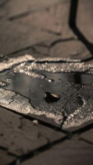 Nature’s Serenity – A Single Leaf in Puddle