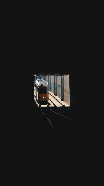 Budapest Tram Emerge From Dark Tunnel