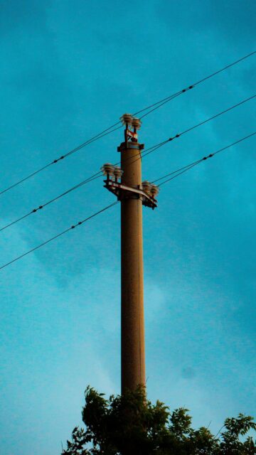 Blue Sky Utility Pole Wallpaper